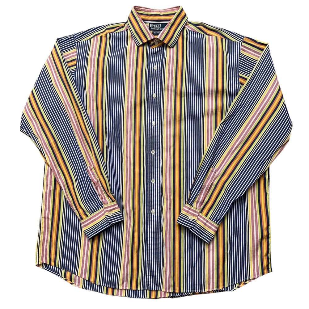 Polo Ralph Lauren Shirt Mens XL Westerton Long Sleeve Multicolor Striped Vintage